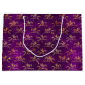 Golden Pegasus Sparkle Pattern on Regal Purple ラージペーパーバッグ (正面)