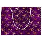 Golden Pegasus Sparkle Pattern on Regal Purple ラージペーパーバッグ (裏面)