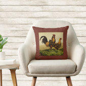 Golden Penciled Hamburg Roosters Hens on Farm クッション