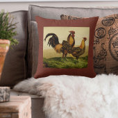 Golden Penciled Hamburg Roosters Hens on Farm クッション