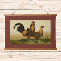 Golden Penciled Hamburg Roosters Hens on Farm Red