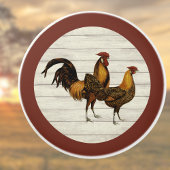 Golden Penciled Hamburg Roosters Maroon Farmhouse セラミックノブ