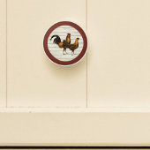 Golden Penciled Hamburg Roosters Maroon Farmhouse セラミックノブ