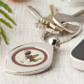 Golden Penciled Hamburg Roosters Maroon Monogram  キーホルダー