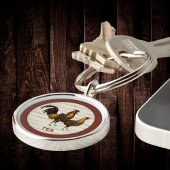 Golden Penciled Hamburg Roosters Maroon Monogram  キーホルダー