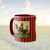 Golden Penciled Hamburg Roosters Red Gold Striped マグカップ