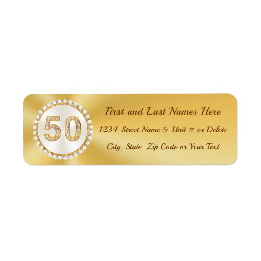 Golden, Personalized Address Labels, for 50th ラベル (正面)