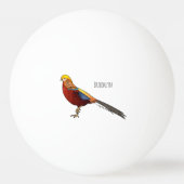 Golden pheasant bird cartoon illustration 卓球ボール (裏面)