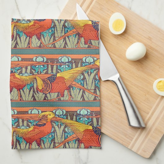 Golden Pheasant Retro キッチンタオル (四つ折り)
