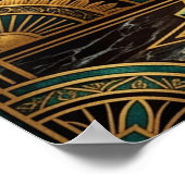 Golden Phoenix Rising Art Deco Illustration ポスター (角)