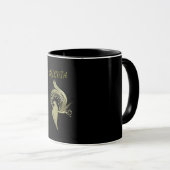 Golden Phoenix Rising Black Mug マグカップ (正面右)