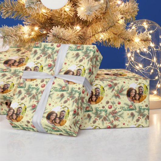 Golden Pine Frame ラッピングペーパー (クリスマス)