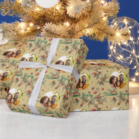 Golden Pine Frame ラッピングペーパー (クリスマス)