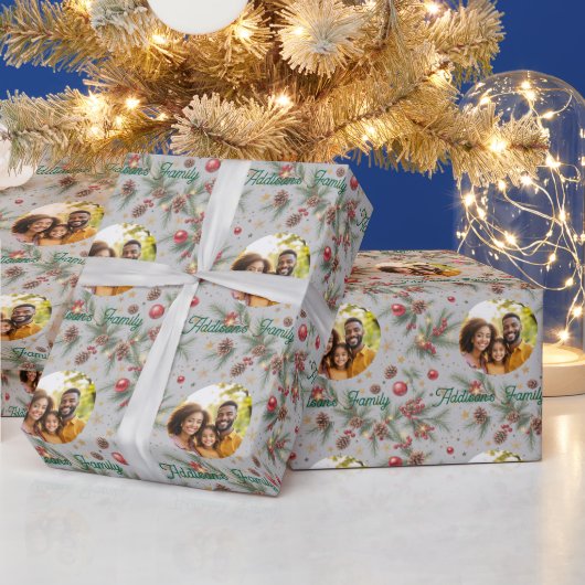 Golden Pine Frame ラッピングペーパー (クリスマス)