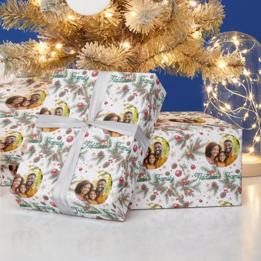 Golden Pine Frame ラッピングペーパー (クリスマス)