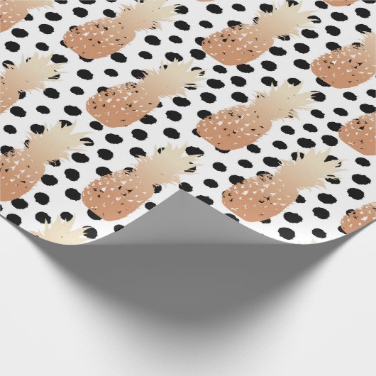 Golden Pineapples Pattern Tropical  ラッピングペーパー (角)