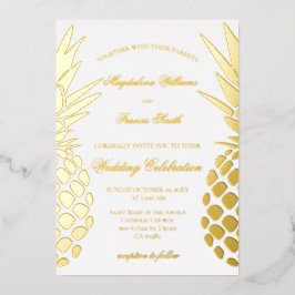 golden pineapples wedding 箔招待状