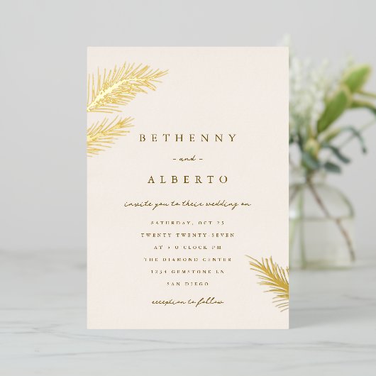 Golden Pines Foil Invitation 箔招待状 (立ち正面)