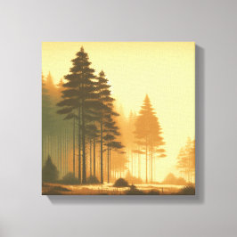 Golden Pines Serenity – Vintage Forest Canvas Art キャンバスプリント