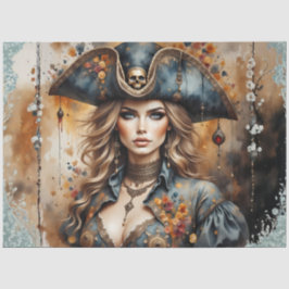 Golden Pirate Queen | Nautical Caribbean Decoupage 薄葉紙