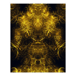 Golden Plasma Energy Fractal Art ポスター