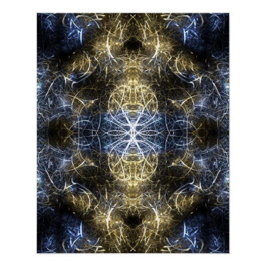 Golden Plasma Sacred Geometry Fractal Art ポスター (正面)