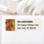 Golden Poinsettia | Christmas Return Address ラベル (インサイチュ)