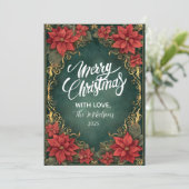 Golden Poinsettia Elegance Christmas シーズンカード (スタンド正面)