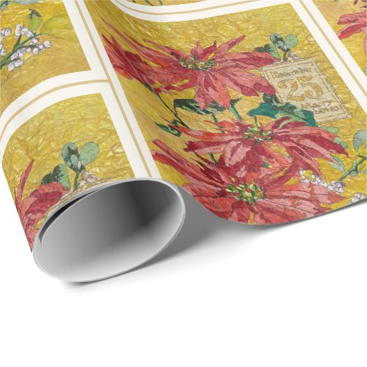 Golden Poinsettia | Fine Art Christmas Gift Wrap ラッピングペーパー (ロールコーナー)