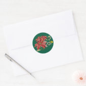 Golden Poinsettia | Fine Art Christmas Sticker ラウンドシール (封筒)