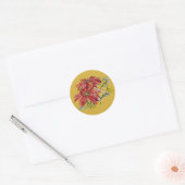 Golden Poinsettia | Fine Art Christmas Sticker ラウンドシール (封筒)