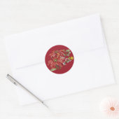 Golden Poinsettia | Fine Art Christmas Sticker ラウンドシール (封筒)