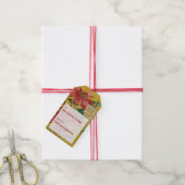 Golden Poinsettia | Fine Art Vertical Christmas ギフトタグ (より糸付き)