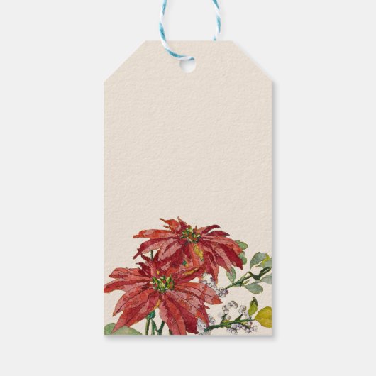 Golden Poinsettia | Personalized December 25 Blank ギフトタグ (裏面)