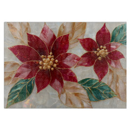 Golden Poinsettias – Elegant Christmas カッティングボード