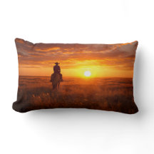 Golden Prairie Cowboy Sunset Farmhouse Art