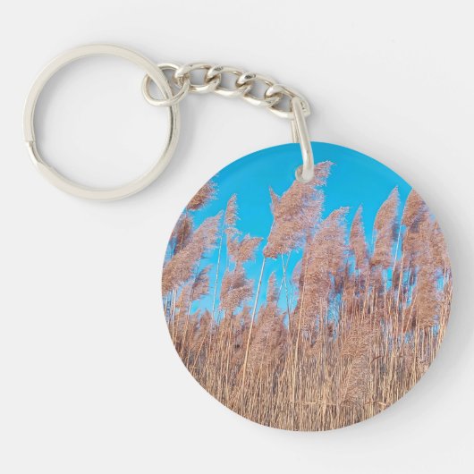 Golden Prairie Grasses Nature Photo Keychain  キーホルダー (正面)
