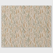 Golden Prairie Meadow Watercolor Botanical Pattern ラッピングペーパー (フラット)