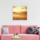 Golden Prairie Sunset Wind – Vintage Canvas Art キャンバスプリント (インサイチュ (リビング))