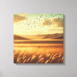 Golden Prairie Sunset Wind – Vintage Canvas Art キャンバスプリント