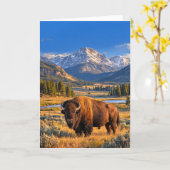Golden Prairie Wildlife American Bison Blank カード (黄色い花)