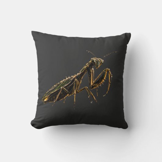 Golden Praying Mantis Black & Gold クッション (正面)