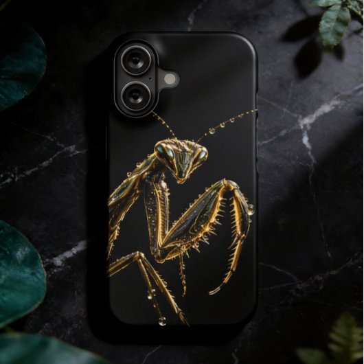 Golden praying mantis iPhone 16ケース
