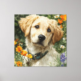 Golden Puppy Portrait キャンバスプリント