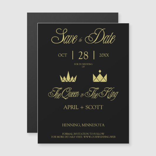 Golden Queen & King Crowns for Wedding (正面/裏面)