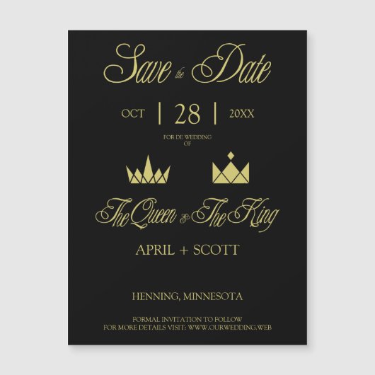 Golden Queen & King Crowns for Wedding (正面)