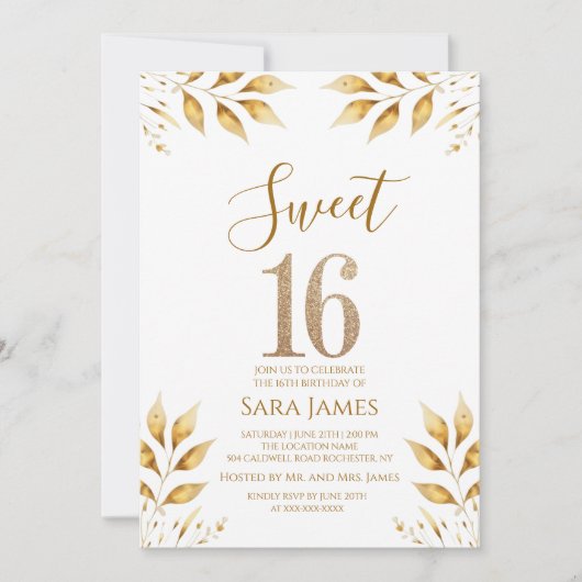 Golden Radiance Sweet 16 Invitation 招待状 (正面)