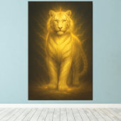 Golden Radiance White Tiger – Premium Fantasy Art キャンバスプリント (インサイチュ (ウッドフロア))