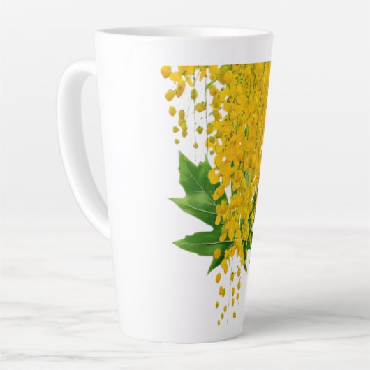 Golden Rain Cascade of Sunlight When Gold Falls Pe カフェラテマグ (左アングル)