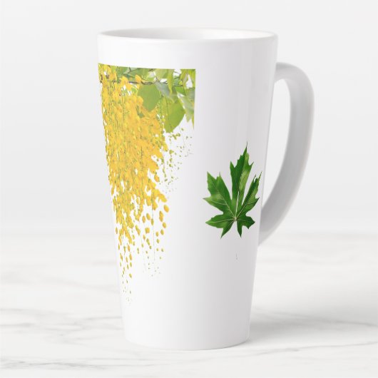 Golden Rain Cascade of Sunlight When Gold Falls Pe カフェラテマグ (右アングル)